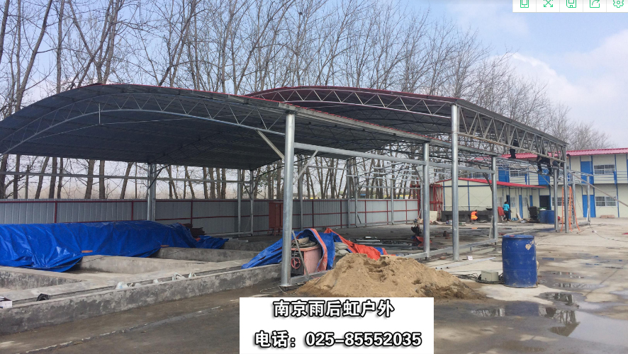 钢筋防砸防护棚简易铁棚钢结构铁皮大棚工地钢筋棚加工制作彩钢棚厂家