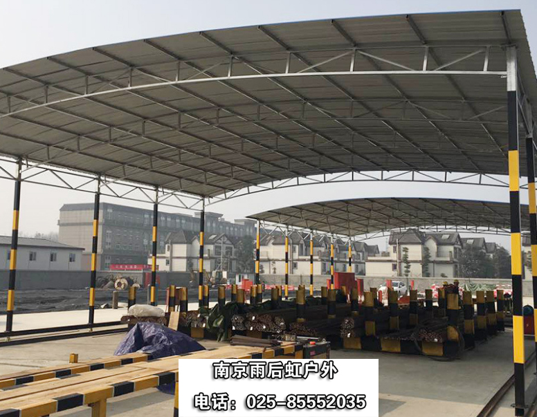 南京钢结构厂家定制移动式钢筋加工棚工地钢筋防护蓬彩钢瓦防雨篷