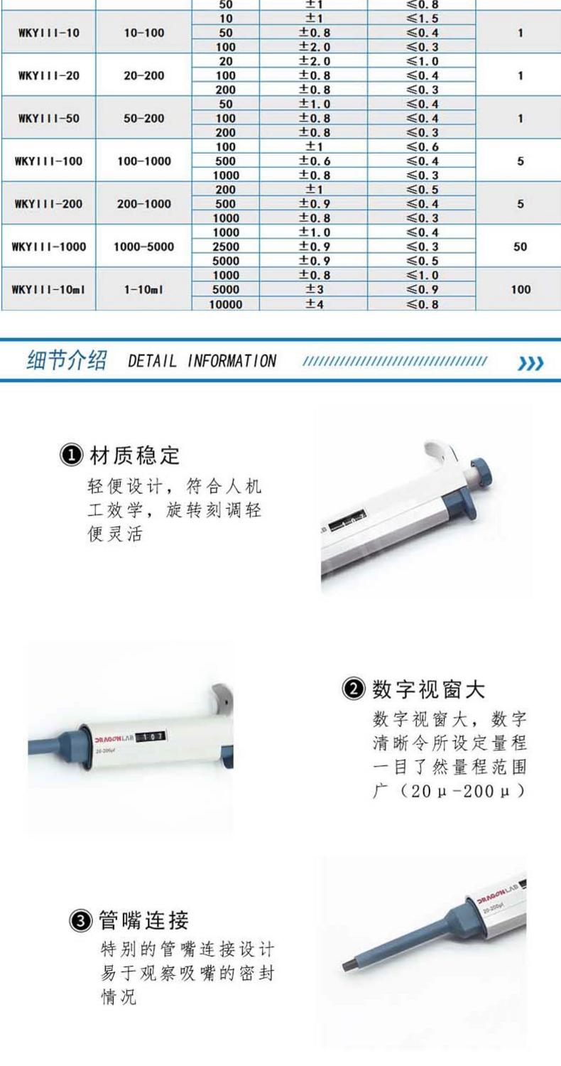 大龙移液枪手动移液枪加样枪wky11120移液枪