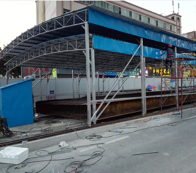 南京可移动工棚工地施工用活动钢筋加工棚推拉帐篷伸缩遮阳蓬