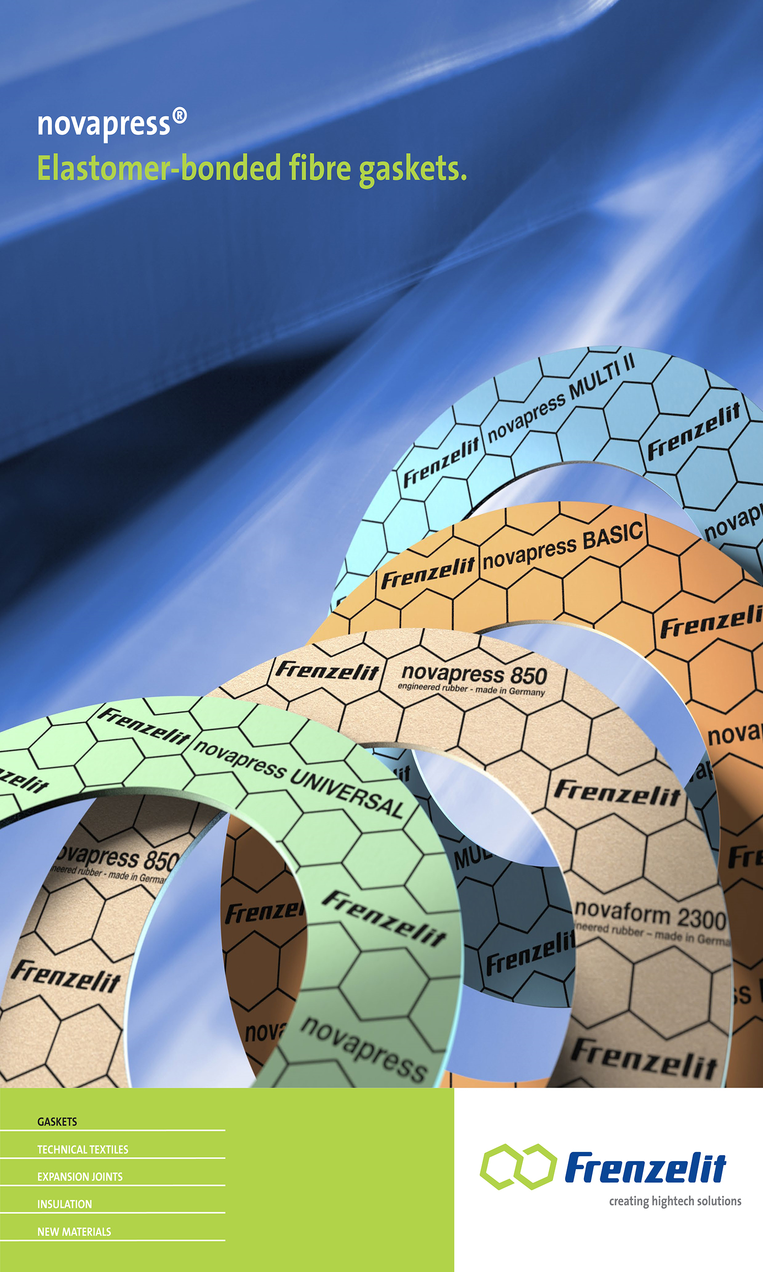 德国frenzelitnovapressuniversal弹性体粘合纤维垫片无石棉密封垫片