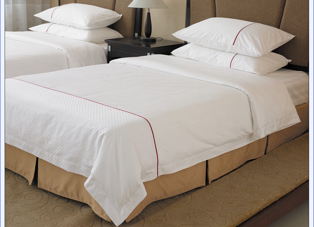 酒店布草纯棉加密宾馆四件套60s白色床单全棉贡缎客房床上用品