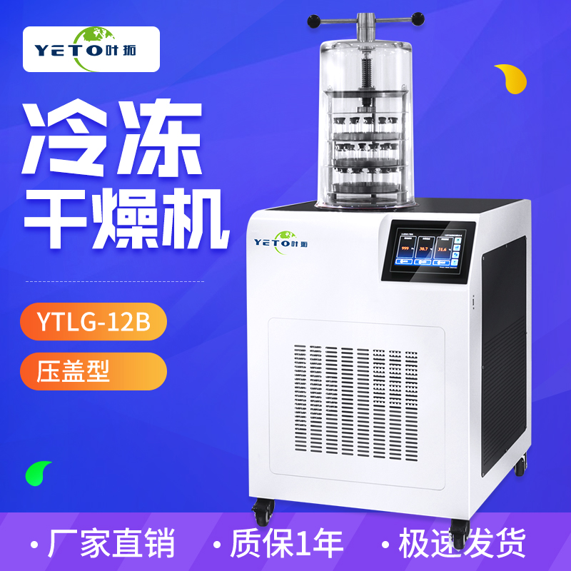 上海叶拓YTLG-12B真空冷冻干燥机食品冻干机实验室用多岐管压盖型