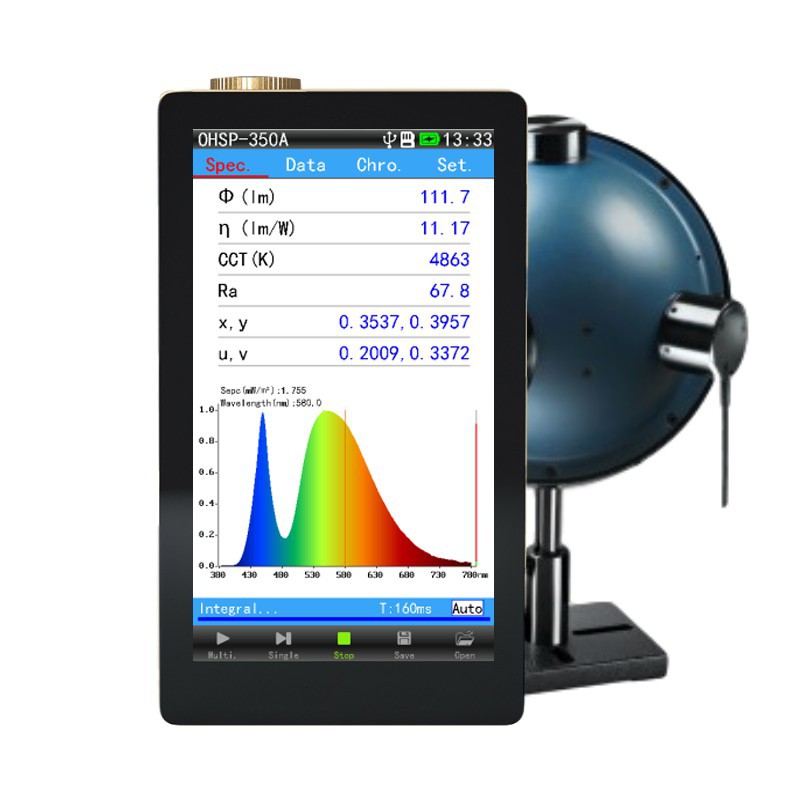 OHSP-350A光谱分析仪(光通量版） 流明LUX测试  积分球系统测试