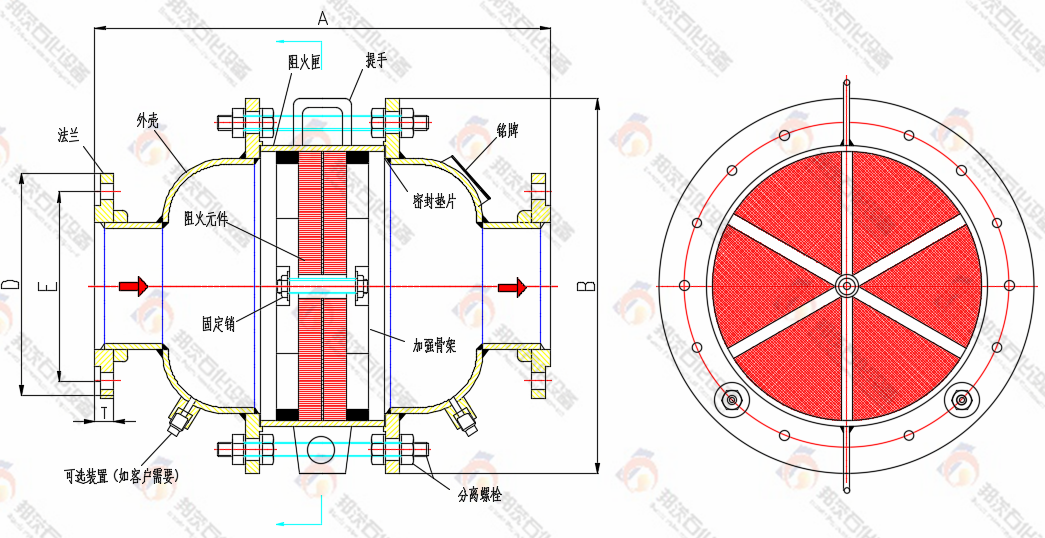 江苏邦茨实力生产阻火器 不锈钢阻火器型号齐全价格优 阻爆燃型阻火器