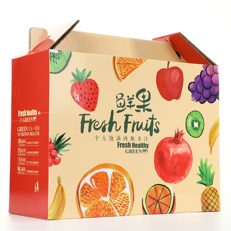 2021创意新款水果印花长方形水果礼品盒 走亲访友包装盒定制厂家 瓦楞彩盒印刷厂