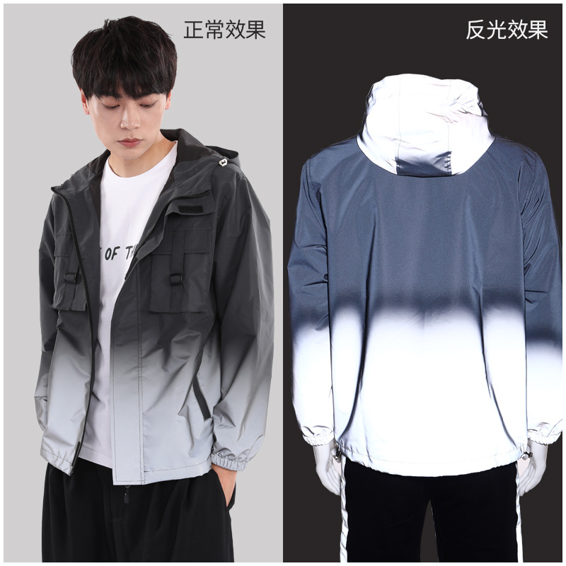 双色渐变春亚纺反光面料 羽绒服面料 柔软彩色服装反光布批发