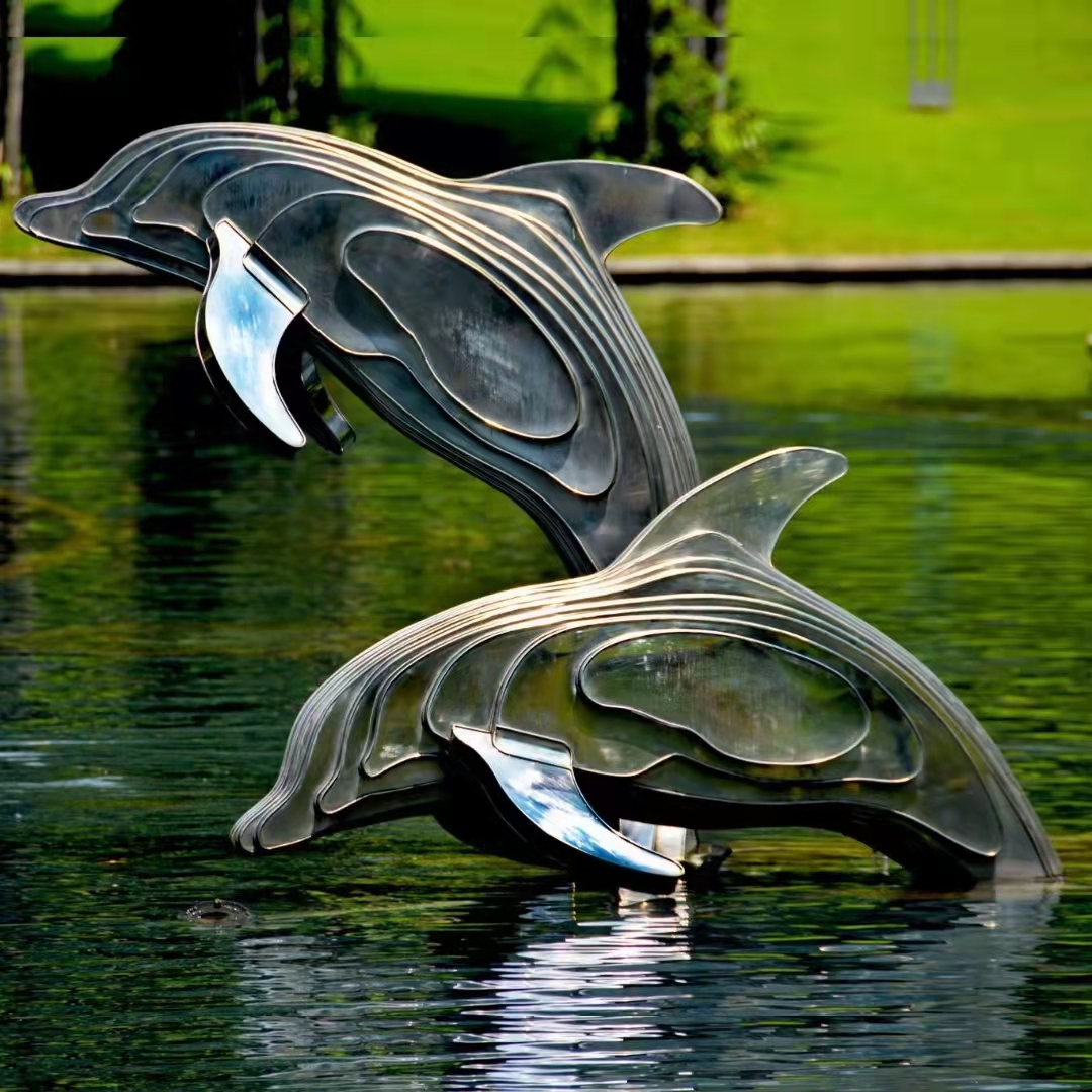 不锈钢海豚雕塑  南京雕塑厂家  专业设计加工 各类 景观雕塑小品