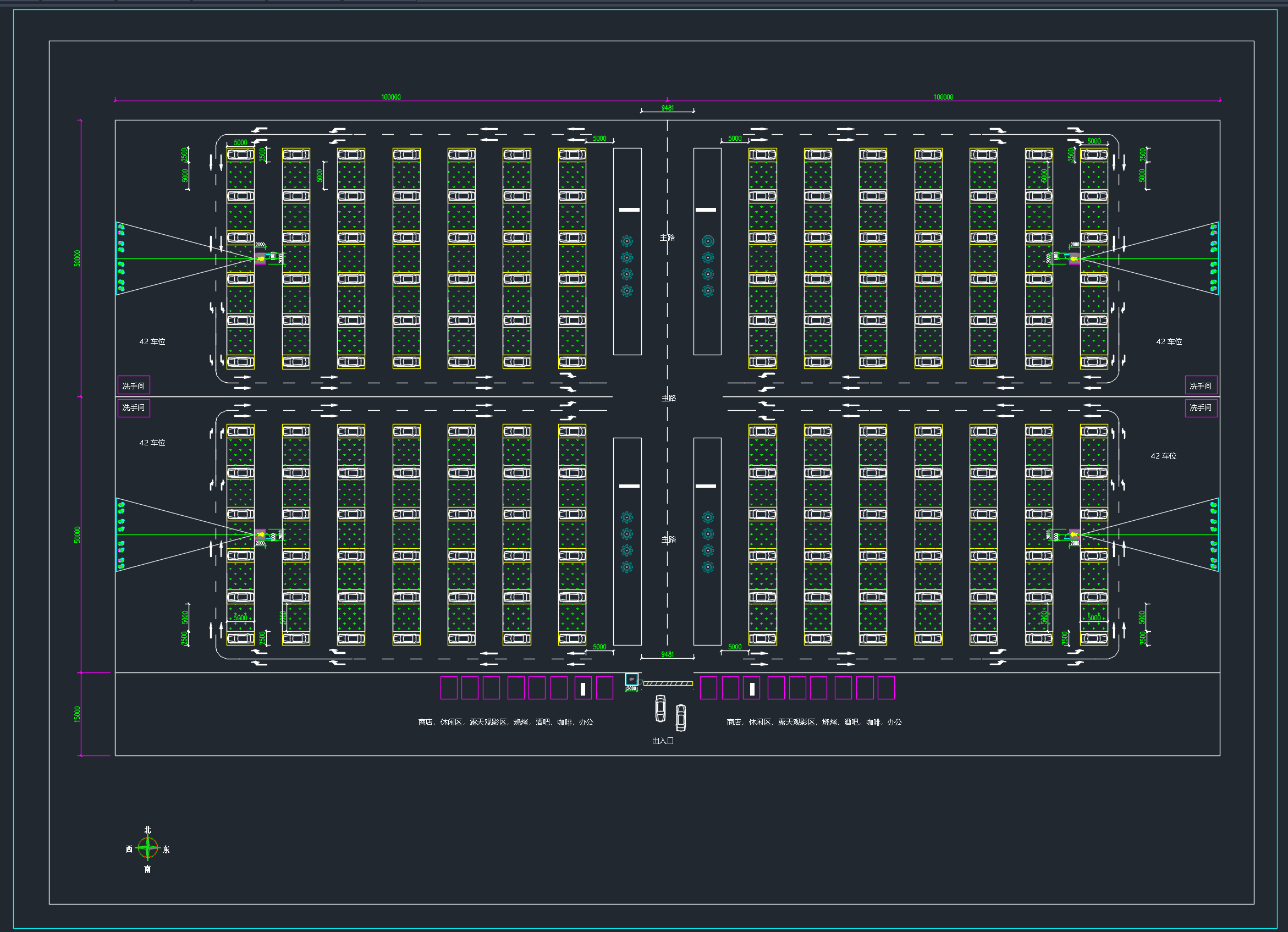 贝视曼2万平米 4场地 露天汽车影院规划设计图 CAD平面图