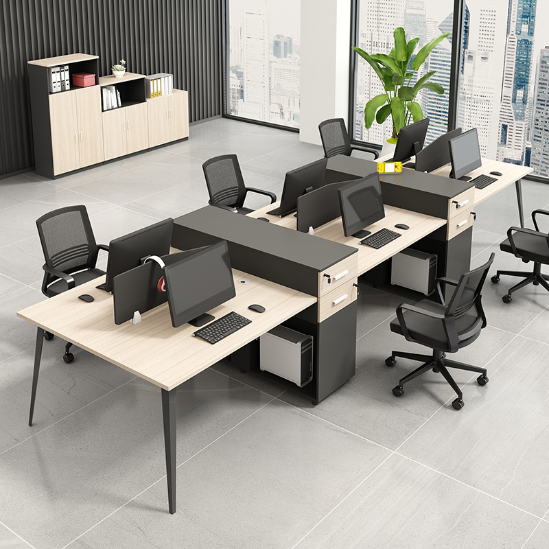 板式简约组合办公桌电脑桌四人位职员椅卡座办公家具员工办公桌椅