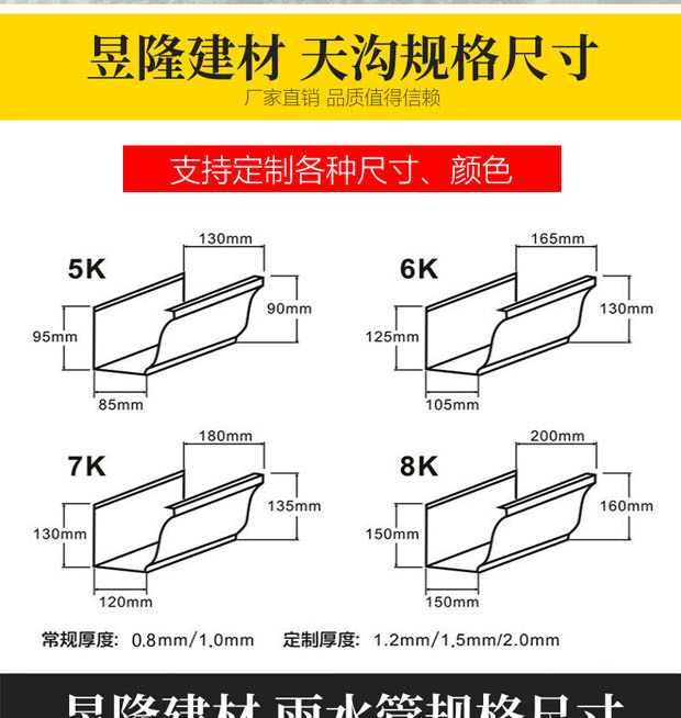 上海市昱隆腾铝合金天沟雨水槽别墅屋檐挡雨落水系统厂家直销