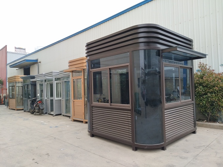 圆弧钢结构岗亭钢结构岗亭岗亭保安亭小区门卫值班室可移动钢化玻璃